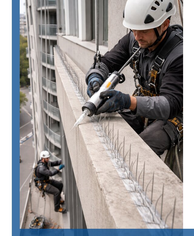 Установка шипов от птиц на фасадах и кровлях в Оренбурге